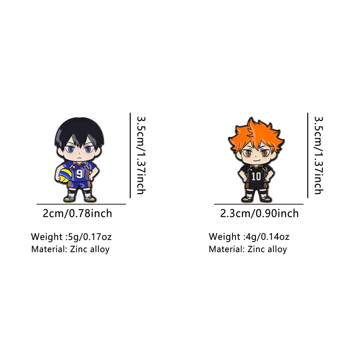2pcs/Set Cute Anime Volleyball Boys Enamel Pin Sports Chibi Figure Brooches For Backpacks Hats Jackets Fashion Jewelry Fans Gift