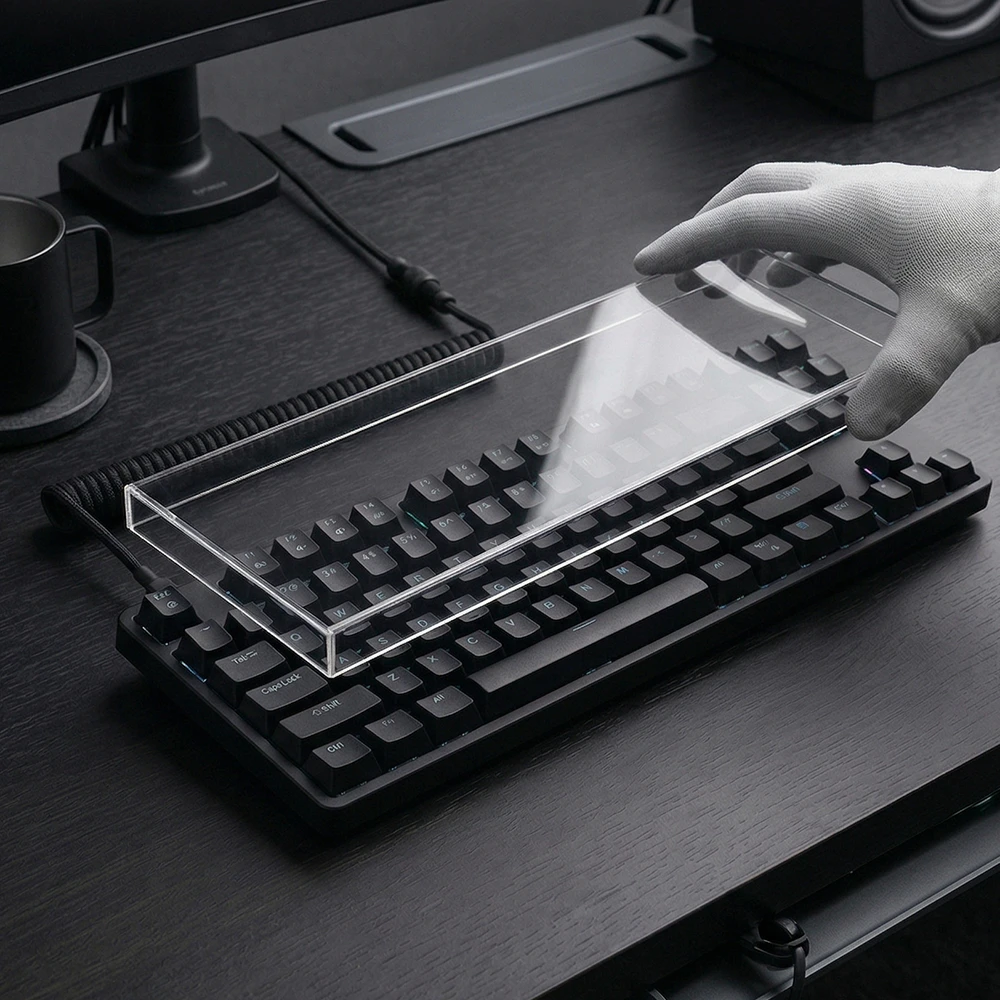 Clear Acrylic Mechanical Keyboard Dust Cover Protector Case For 60 96 98 104/108Key Transparent Anti-Dust Keyboard & Mouse Cover