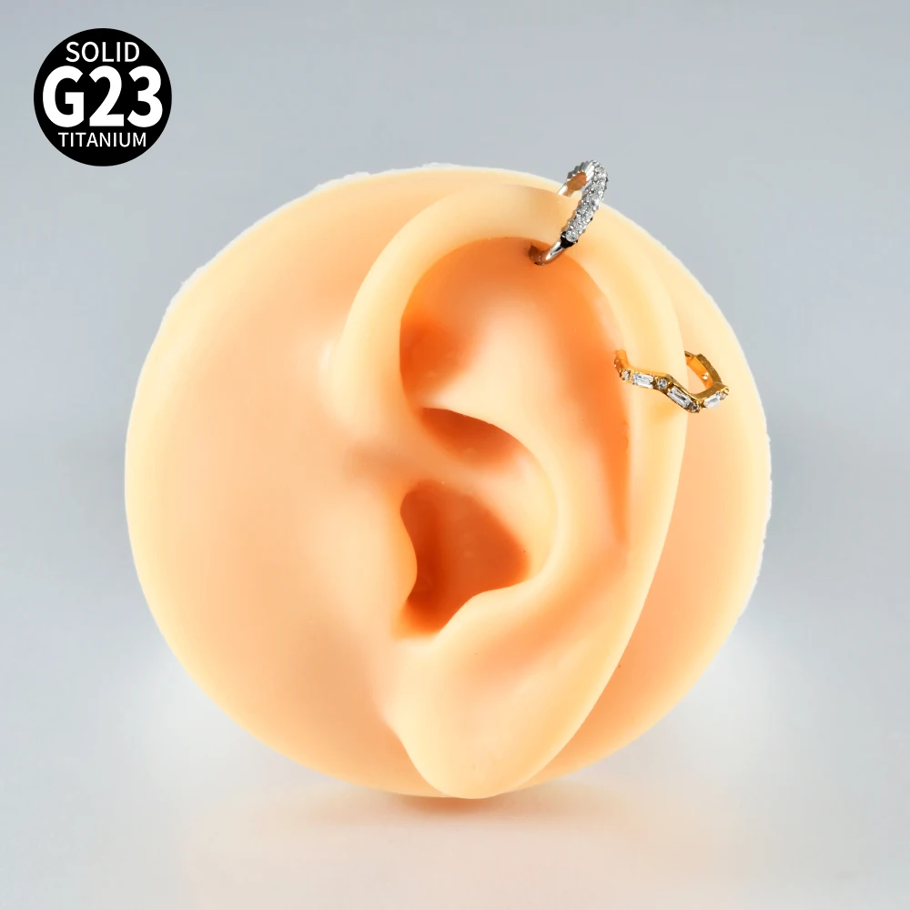 1PC G23 Titanium Hexagram Hinged Septum Clicker Nose Ring Various Zircon Cartilage Hoop Daith Helix Earring Piercing Jewelry 16G