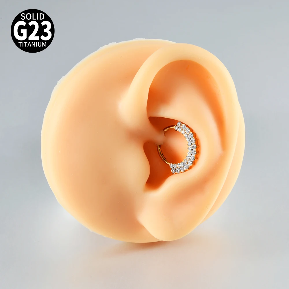 1PC G23 Titanium Hexagram Hinged Septum Clicker Nose Ring Various Zircon Cartilage Hoop Daith Helix Earring Piercing Jewelry 16G