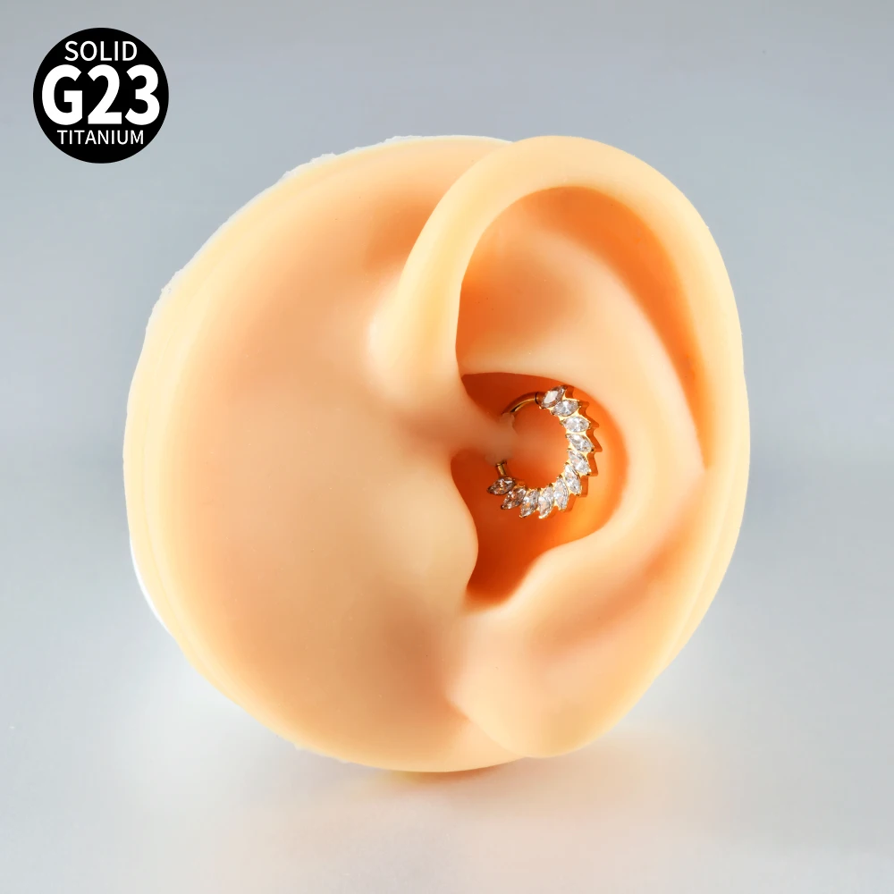 1PC G23 Titanium Hexagram Hinged Septum Clicker Nose Ring Various Zircon Cartilage Hoop Daith Helix Earring Piercing Jewelry 16G
