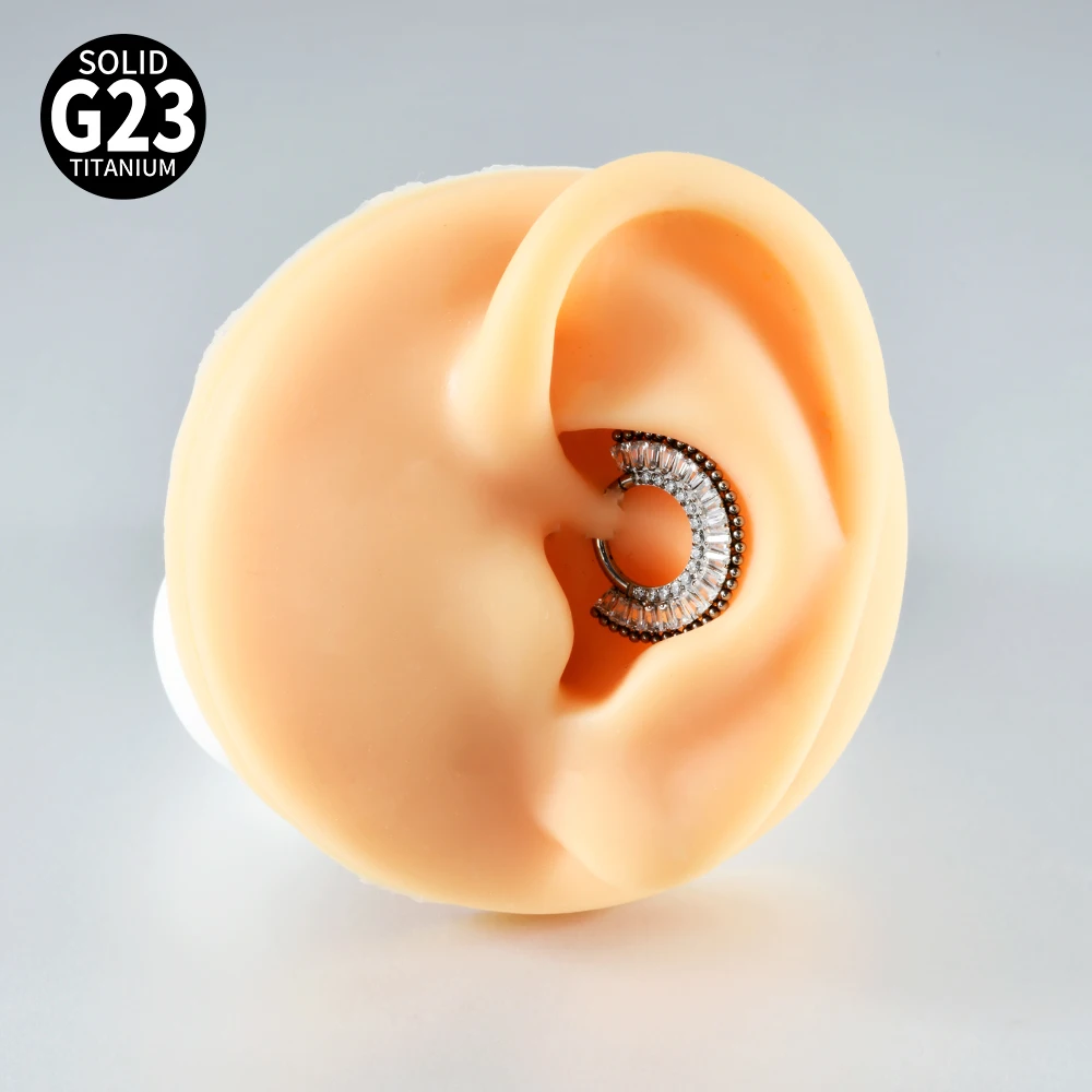 1PC G23 Titanium Hexagram Hinged Septum Clicker Nose Ring Various Zircon Cartilage Hoop Daith Helix Earring Piercing Jewelry 16G