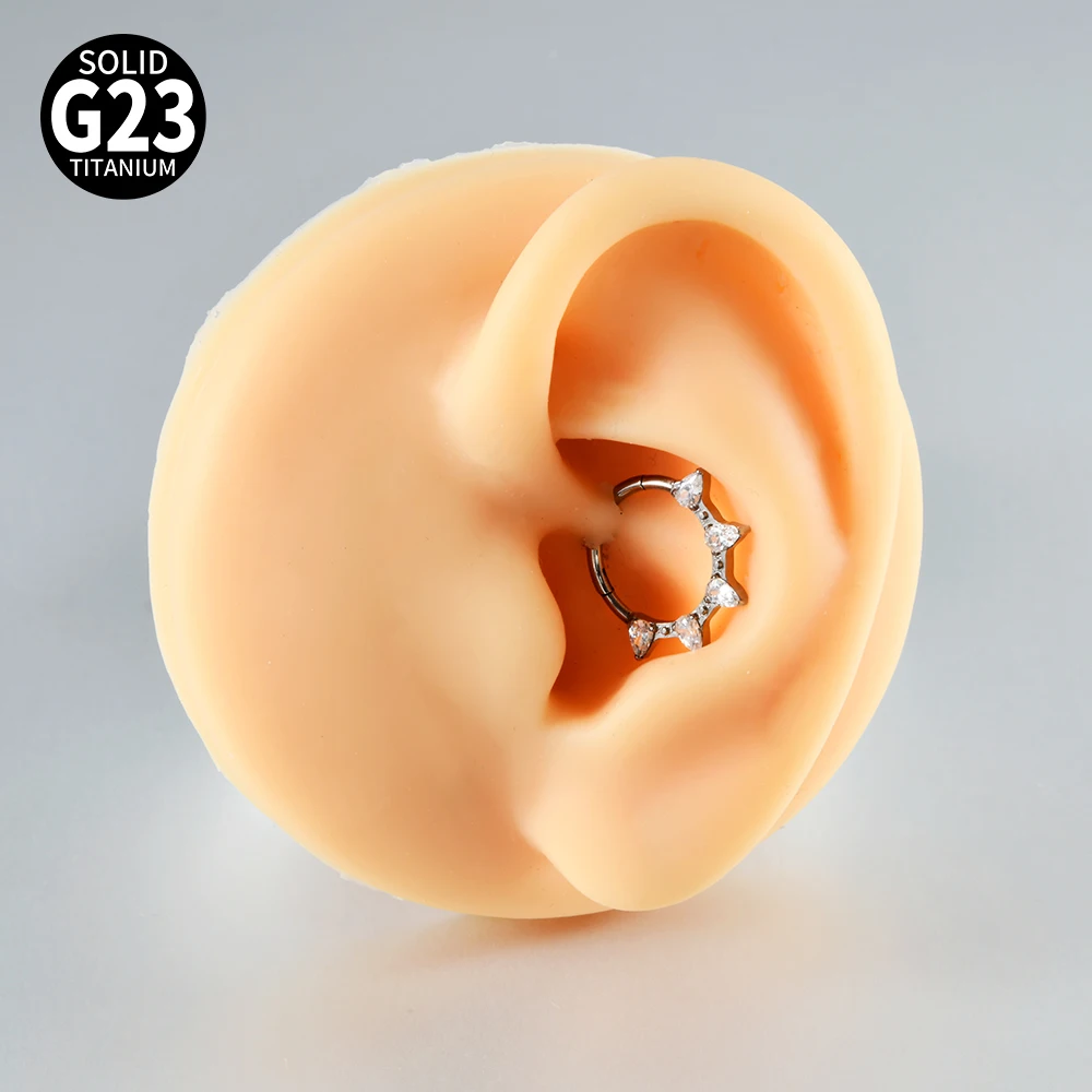 1PC G23 Titanium Hexagram Hinged Septum Clicker Nose Ring Various Zircon Cartilage Hoop Daith Helix Earring Piercing Jewelry 16G