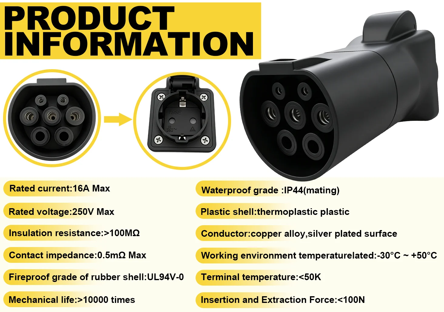 TYPE 2 Female to Schuko Universal Socket EV Discharge Adapter for BYD MG Geely Jaecoo ZEEKR XPENG Deepal Omoda V2L Power Output