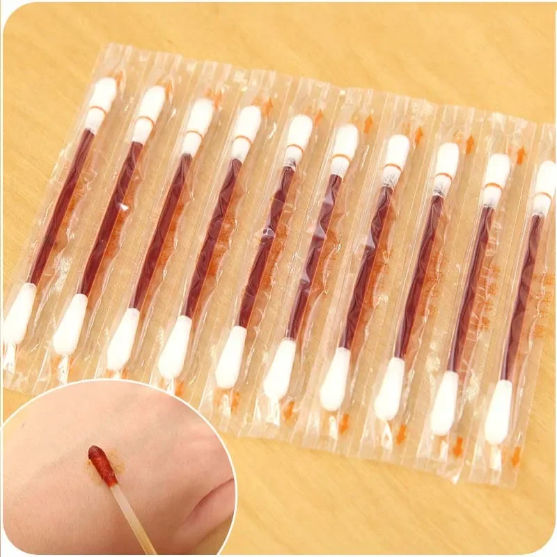 30Pcs/Lot Medical Disposable Disinfectant Swabs, Alcohol & Iodine Cotton Sticks for Emergency First Aid