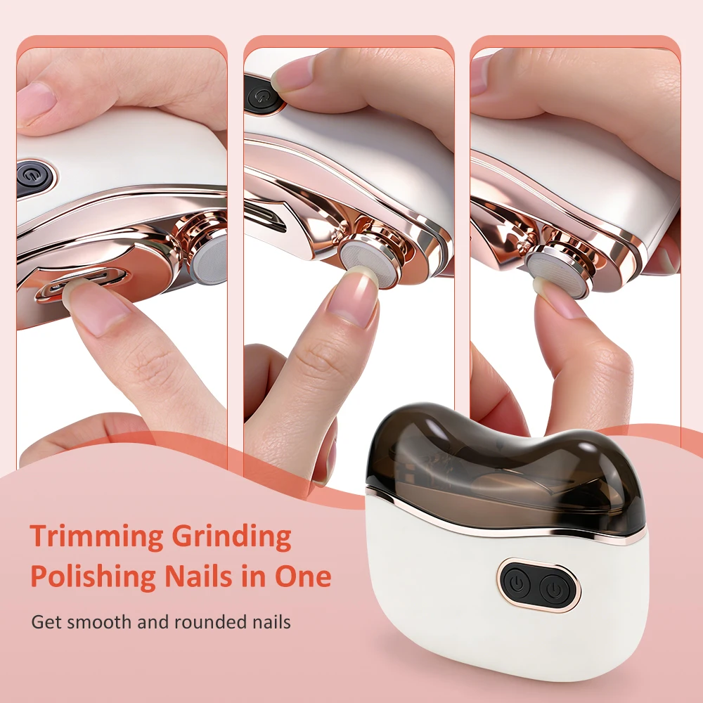 Electric Nail Clipper 2 in 1 Trimmer&Polisher 2 Speed Safety Nail Cutter with LED Light Nail Dust Storage for Baby Kids Adult