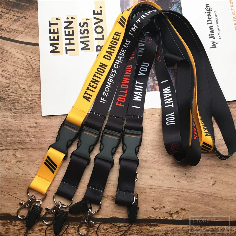 2 in 1 Mobile Phone Lanyard Key Ring Sling Badge Neckband Keychain Anti-Lost Badges ID Cell Phone Rope Neck Straps