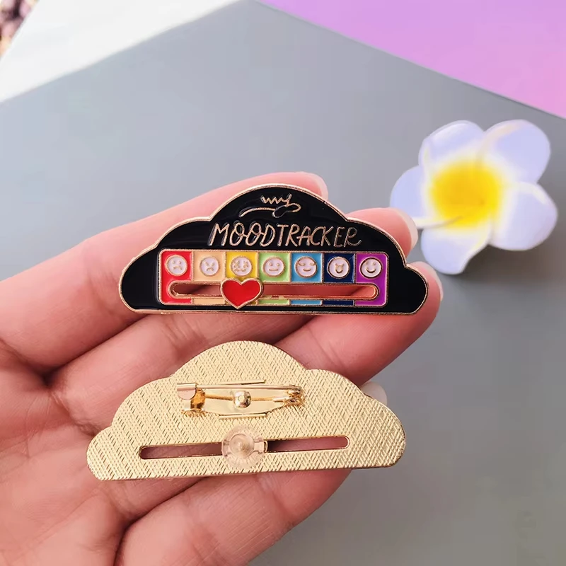FTCY 2pcs My Social Battery Brooch For Women Men Creative Slideable Mood Pins Back-to-school Season Jewelry