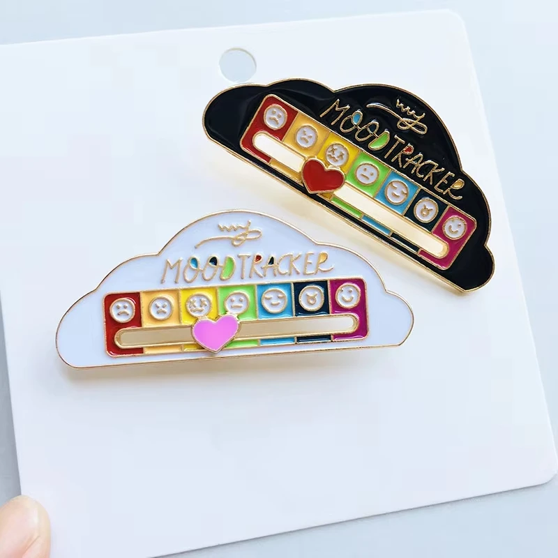 FTCY 2pcs My Social Battery Brooch For Women Men Creative Slideable Mood Pins Back-to-school Season Jewelry