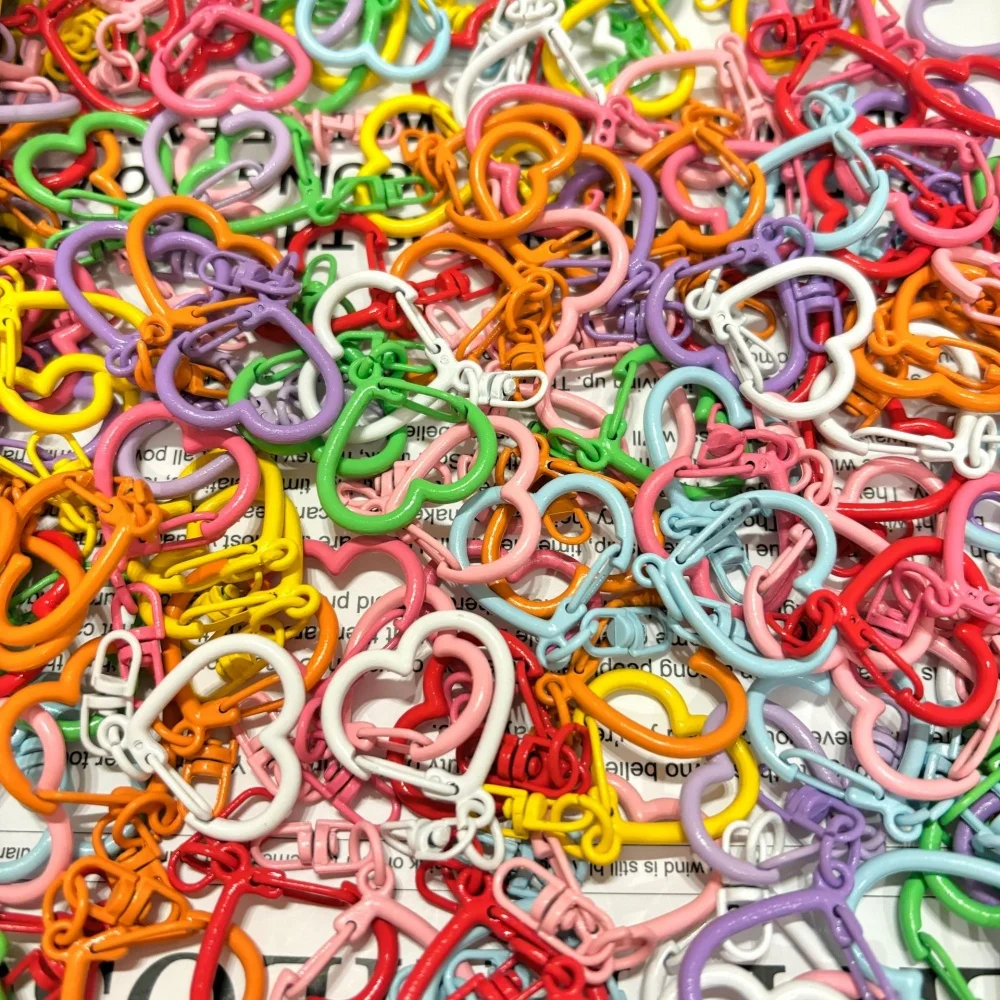 10/20/50pcs Candy Color Snap Hook Star Heart Keychain Lobster Clasp Hooks Key Ring Key Chain For DIY Jewelry Making Accessories