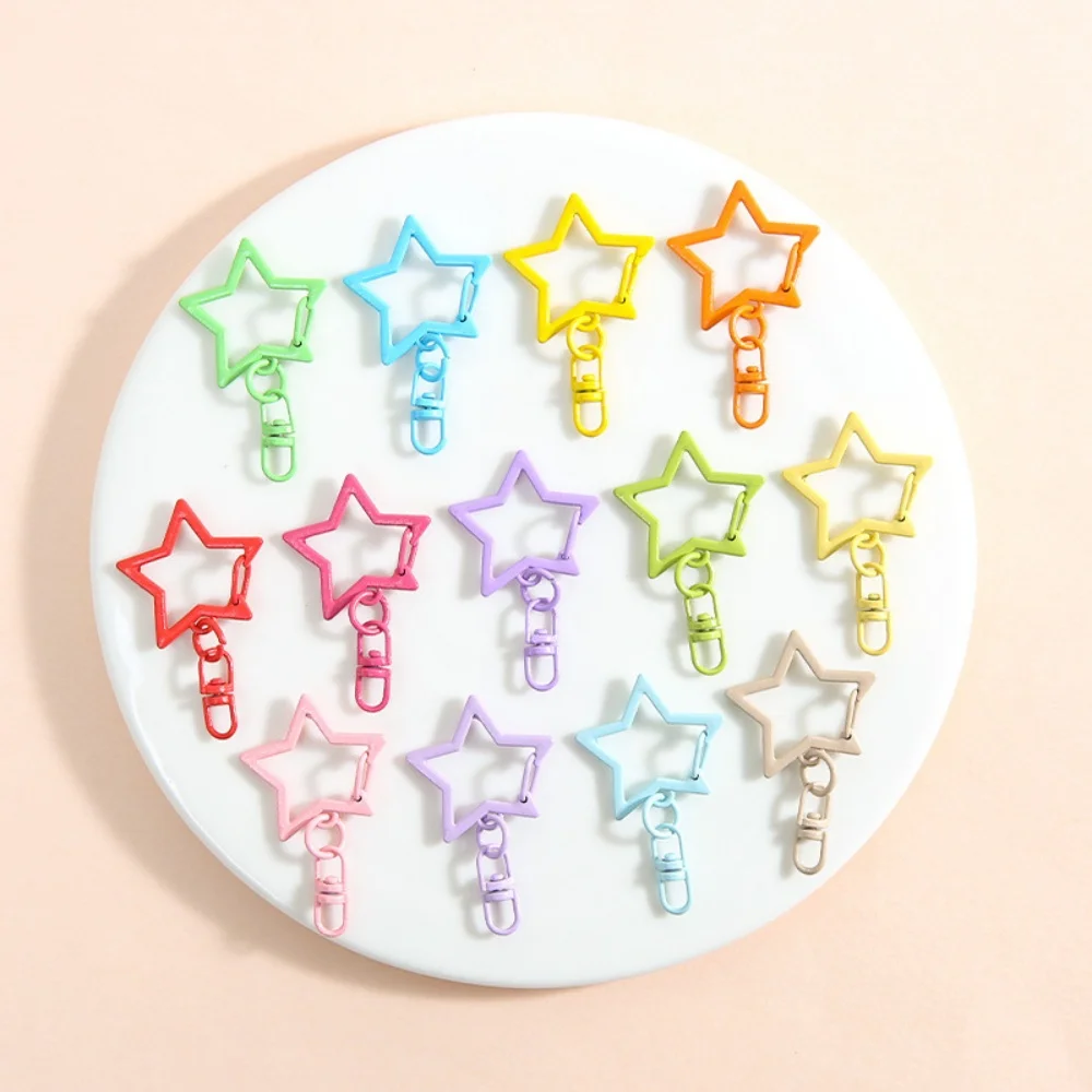10/20/50pcs Candy Color Snap Hook Star Heart Keychain Lobster Clasp Hooks Key Ring Key Chain For DIY Jewelry Making Accessories