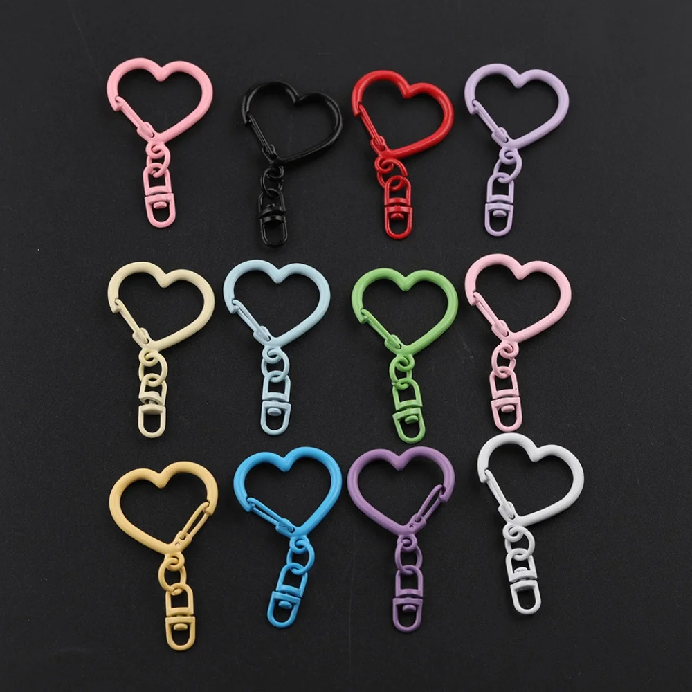 10/20/50pcs Candy Color Snap Hook Star Heart Keychain Lobster Clasp Hooks Key Ring Key Chain For DIY Jewelry Making Accessories