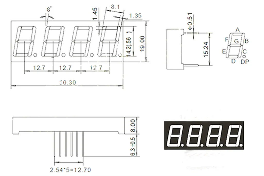 0.56inch LED display 7 Segment 1 Bit/2 Bit/3 Bit/4 Bit Digit Tube Red Common Cathode / Anode Digital 0.56 inch led 7segment