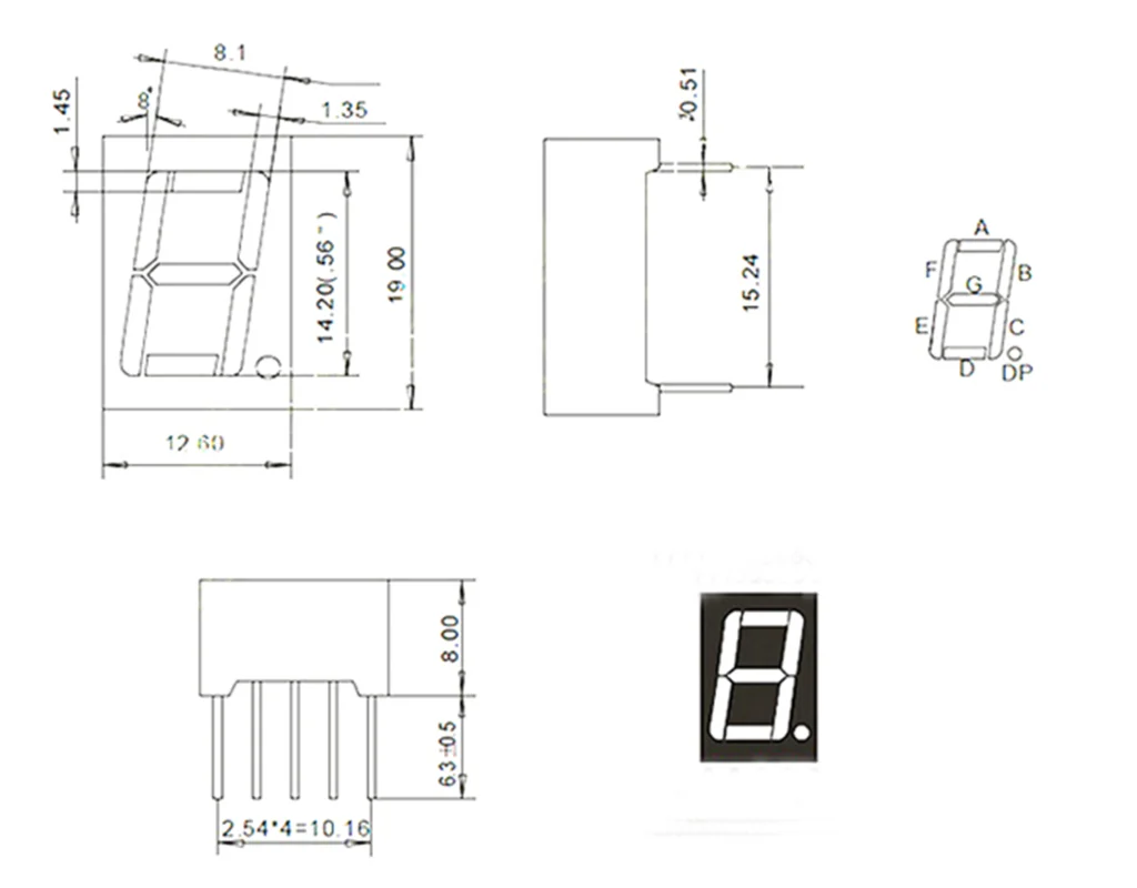 0.56inch LED display 7 Segment 1 Bit/2 Bit/3 Bit/4 Bit Digit Tube Red Common Cathode / Anode Digital 0.56 inch led 7segment