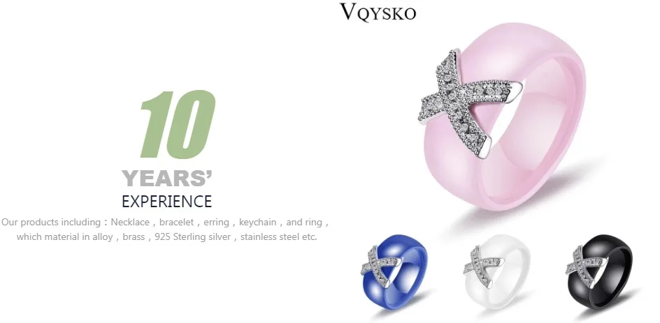 Fashion Jewelry Women Ring With AAA Crystal 8 mm X Cross Ceramic Rings For Women Wedding Party Accessories Gift Design
