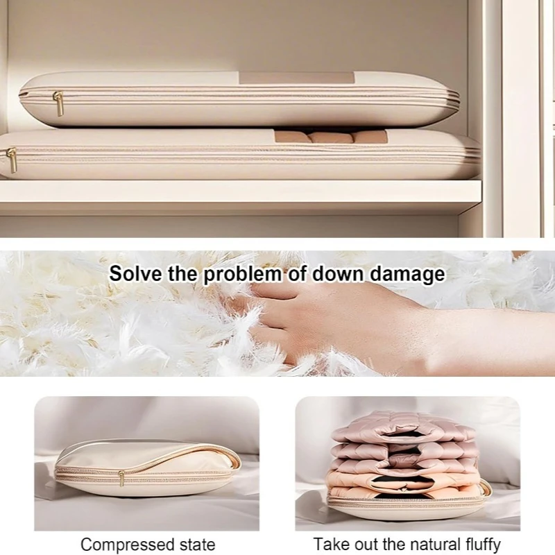 Space-Saving Clothes Hanging Bags Compression Bag Wardrobe Organizer Dust Cover Down Jacket Compression Closet Storage Bag
