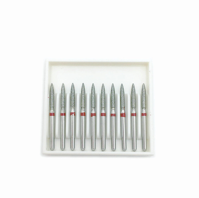 10pcs Fine Dental Diamond Burs for High Speed Handpiece Diamond Smoothing Polish Drills Dentistry Crown Preparation 33 Sizes
