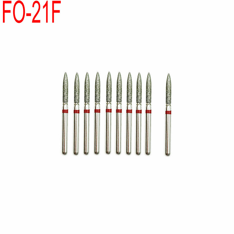 10pcs Fine Dental Diamond Burs for High Speed Handpiece Diamond Smoothing Polish Drills Dentistry Crown Preparation 33 Sizes