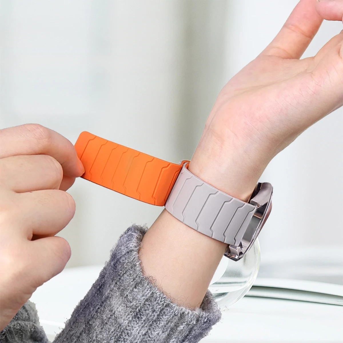Magnetic Silicone Band for Samsung Galaxy Watch Ultra 2025 47mm Bracelet for Galaxy 8 40mm 44mm/8 Classic 46mm Sports Strap