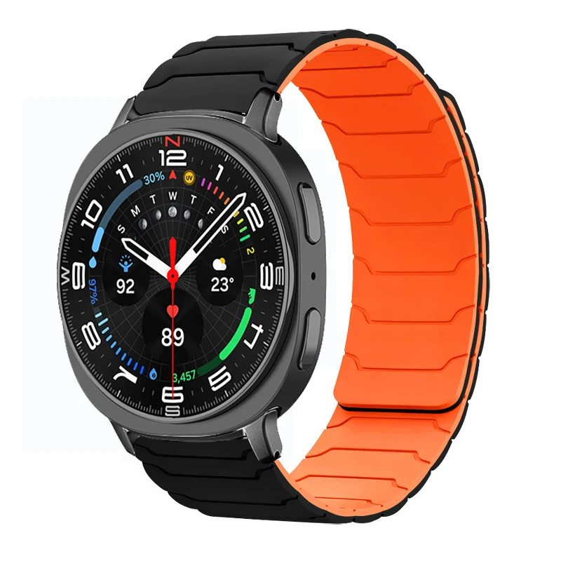 Magnetic Silicone Band for Samsung Galaxy Watch Ultra 2025 47mm Bracelet for Galaxy 8 40mm 44mm/8 Classic 46mm Sports Strap