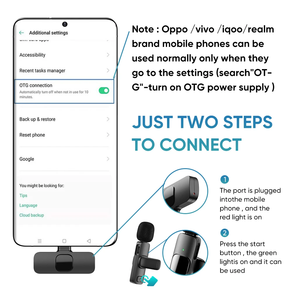 Wireless Lavalier Microphone For iPhone 17 16 15USB C Mini Microphone with Noise Cancellation Lapel Mic for Video Recording Vlog