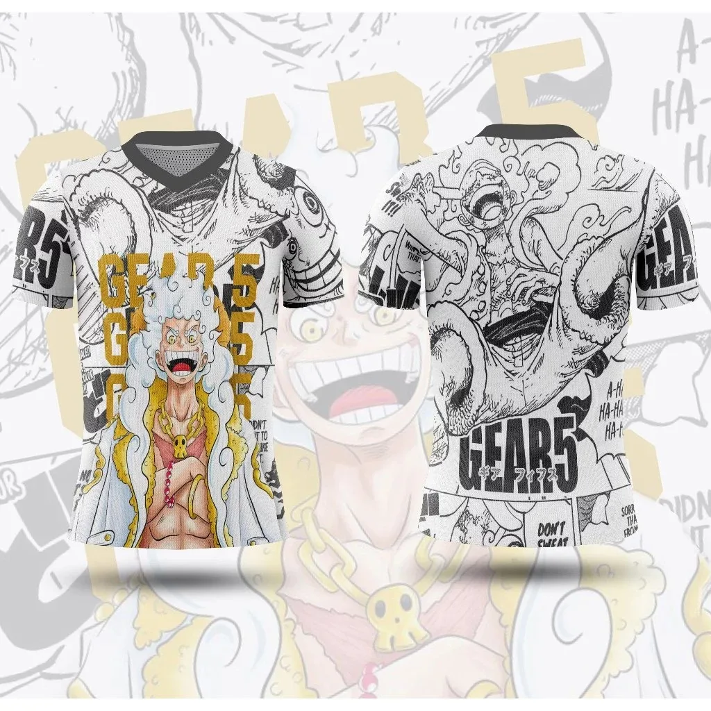One Piece Luffy Gear 5 Manga Style 3D Quick Dry T-Shirt For Men Women Kids Summer Sports Anime Tee Family children's clothing