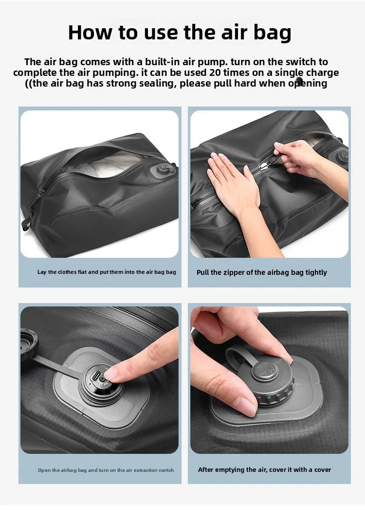 Automatic Vacuum Bag(Air Pump inside) Reusable Storage Bag Folding Outdoor Travel Compression Bag for Suitcases Backpack Luggage