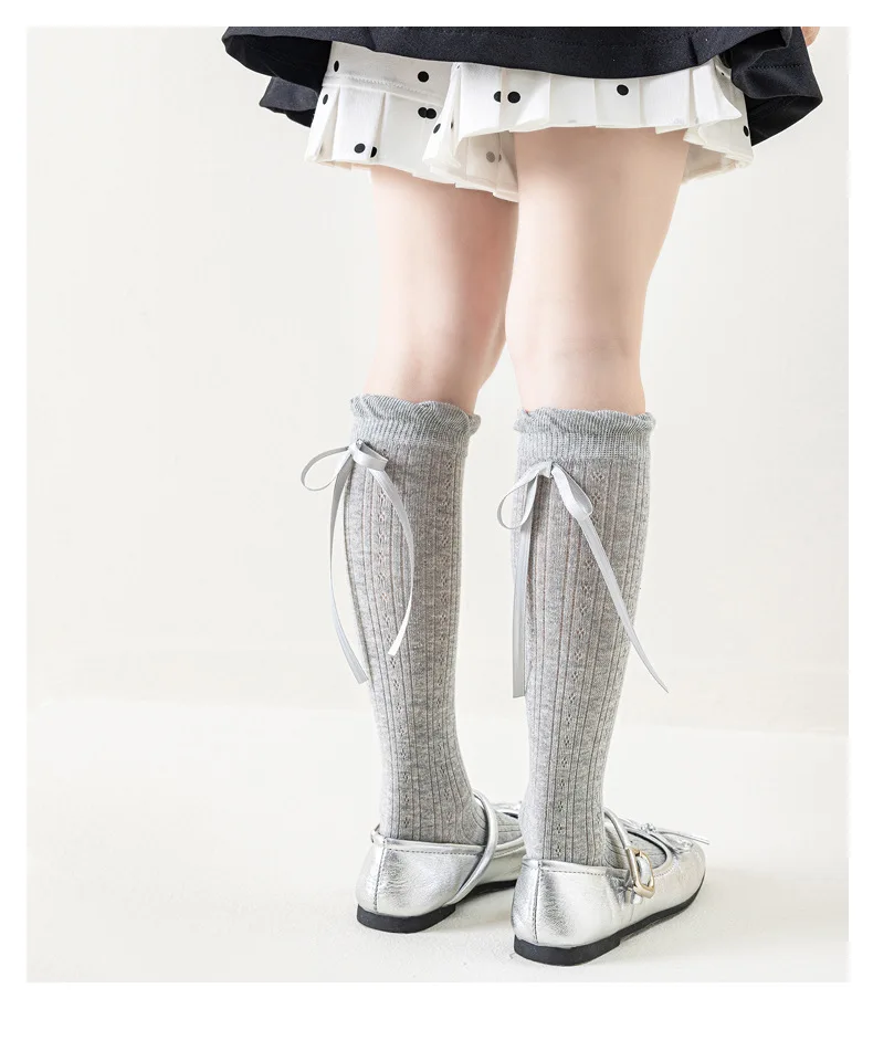 Summer Kids Long Socks For Girls Mesh Thin Children's Calf Sock Solid Soft Fashion Child Knee High Baby Girl New Socks 3-12Years