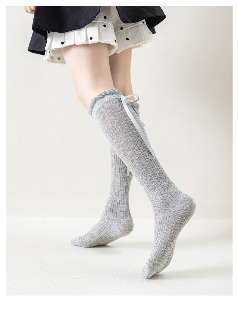 Summer Kids Long Socks For Girls Mesh Thin Children's Calf Sock Solid Soft Fashion Child Knee High Baby Girl New Socks 3-12Years