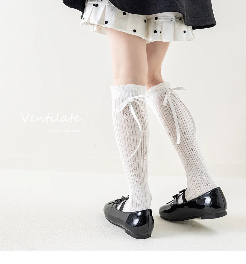 Summer Kids Long Socks For Girls Mesh Thin Children's Calf Sock Solid Soft Fashion Child Knee High Baby Girl New Socks 3-12Years