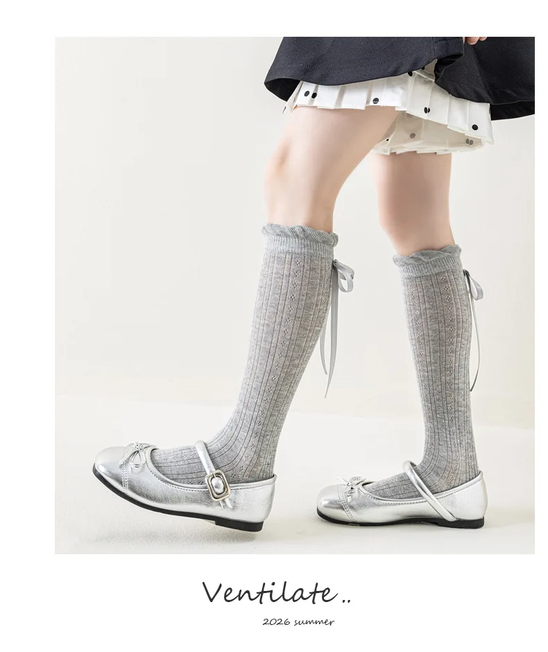 Summer Kids Long Socks For Girls Mesh Thin Children's Calf Sock Solid Soft Fashion Child Knee High Baby Girl New Socks 3-12Years