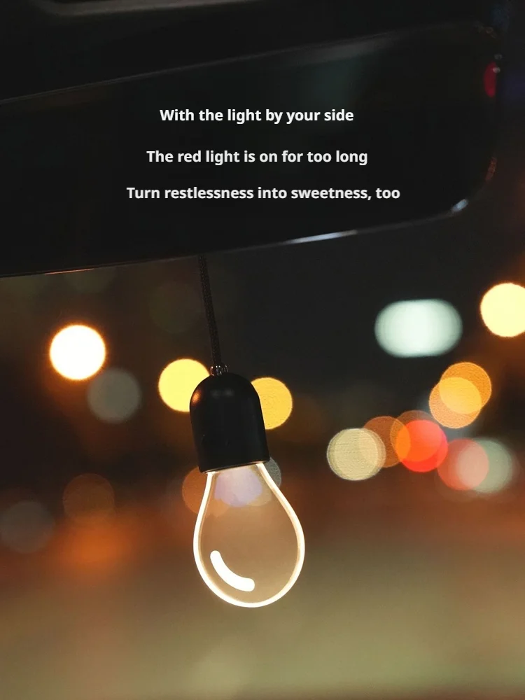 SEAMETAL Elegant Bulb Light Car Pendant Mirror Hanging Soft Glow LED Ambient Light Night Light Decoration Ornament for Vehicle
