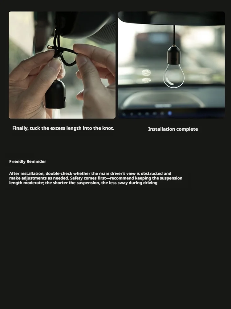 SEAMETAL Elegant Bulb Light Car Pendant Mirror Hanging Soft Glow LED Ambient Light Night Light Decoration Ornament for Vehicle