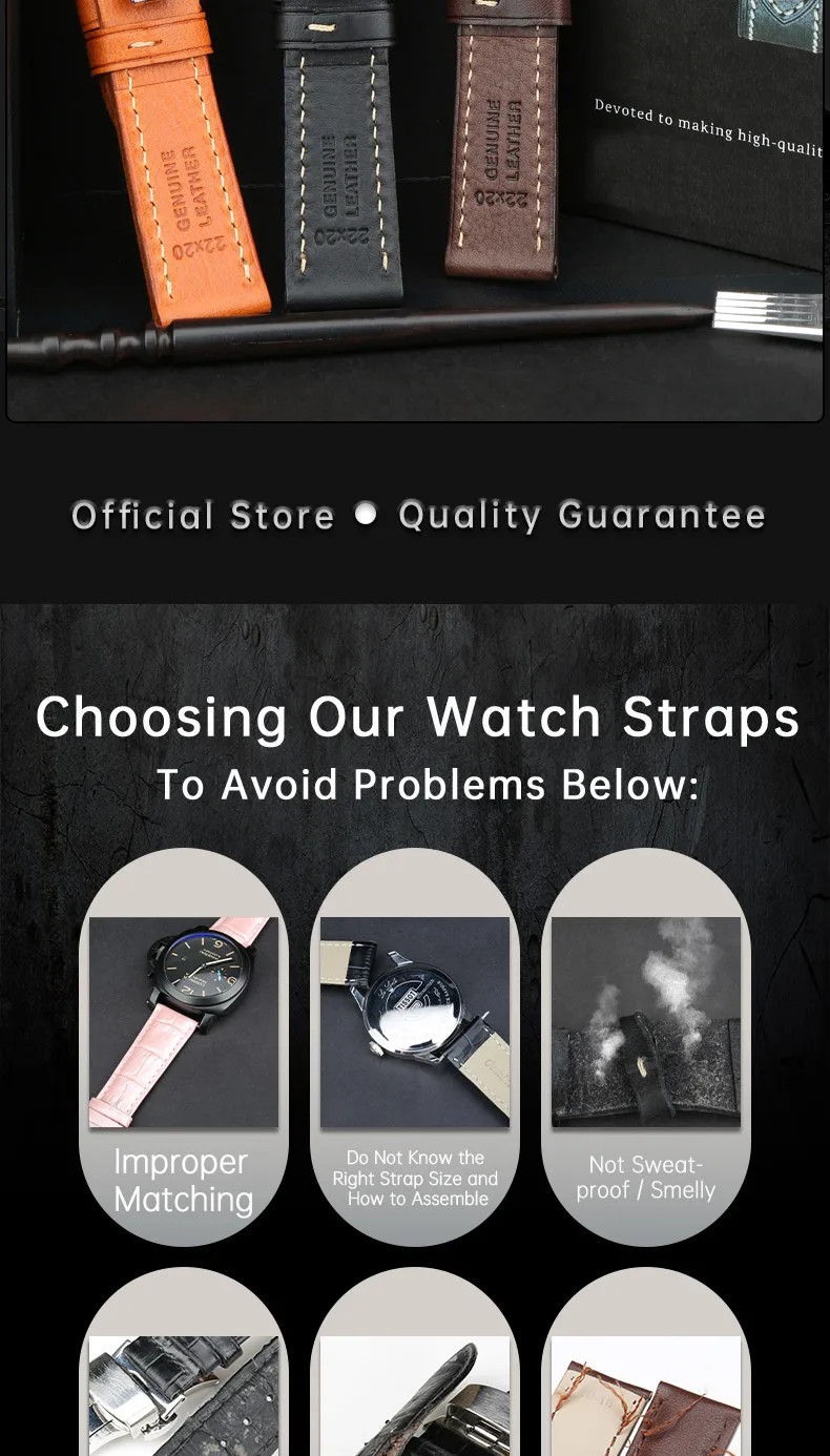 MAIKES Handmade Watch Band Genuine Cow Leather Watch Strap With Butterfly Buckle Bracelet For MONTBLANC Tudor Watchbands