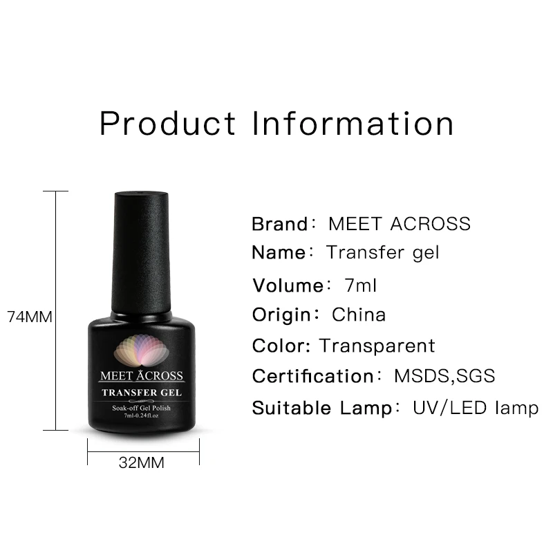 MEET ACROSS 7ml Nail Art Transfer Foil Gel Nail Polish Set Starry Sky Paper Adhesive Gel Lacquer Tools For Manicure Decoration
