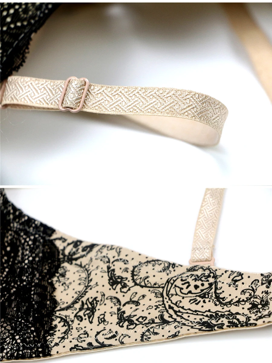 New Sexy Lace Push Up Bras For Women Plus Size Female Plunge Bow Floral Lingerie D DD EF Full Cup Brassiere