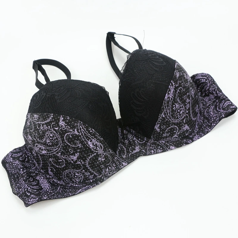 New Sexy Lace Push Up Bras For Women Plus Size Female Plunge Bow Floral Lingerie D DD EF Full Cup Brassiere