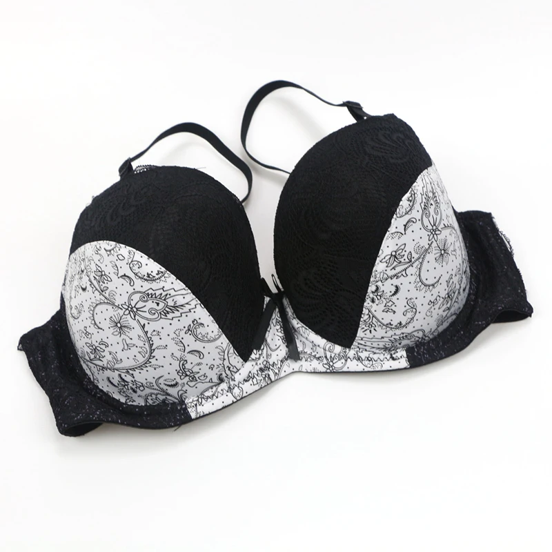 New Sexy Lace Push Up Bras For Women Plus Size Female Plunge Bow Floral Lingerie D DD EF Full Cup Brassiere