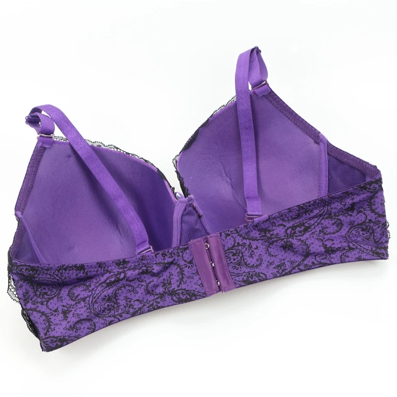 New Sexy Lace Push Up Bras For Women Plus Size Female Plunge Bow Floral Lingerie D DD EF Full Cup Brassiere
