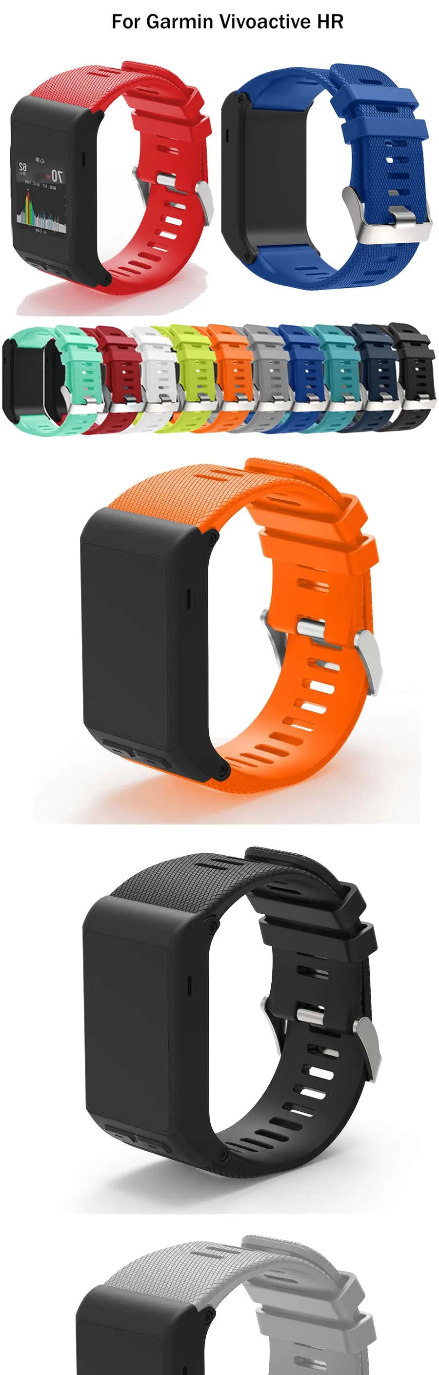 Soft Silicone Watch Strap For Garmin Vivoactive Replacement Wrist Strap with tool Watch Band For Vivoactive HR Bangle Accessory