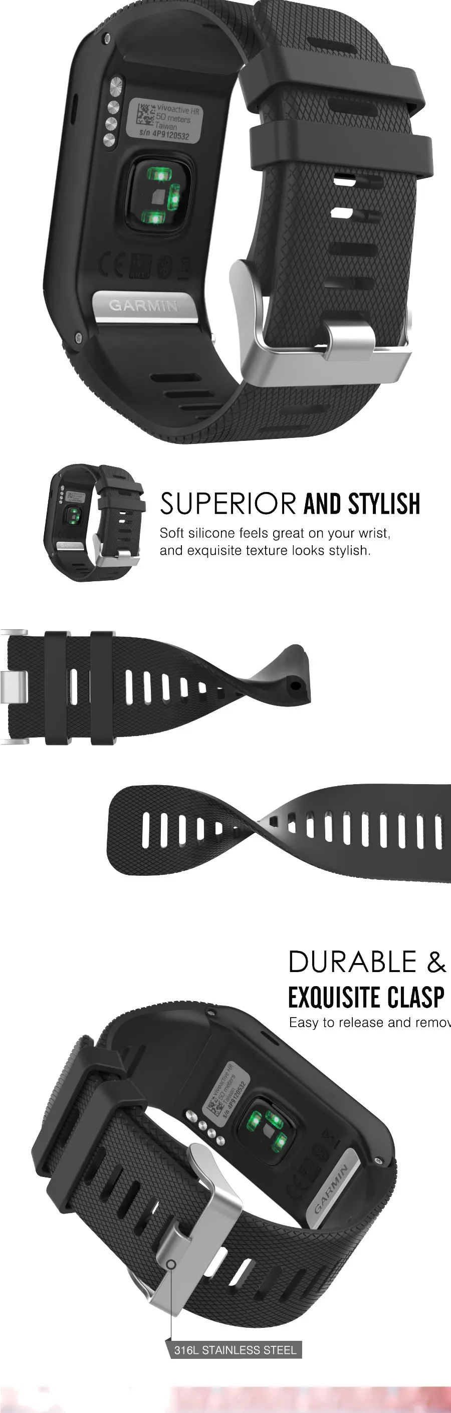 Soft Silicone Watch Strap For Garmin Vivoactive Replacement Wrist Strap with tool Watch Band For Vivoactive HR Bangle Accessory
