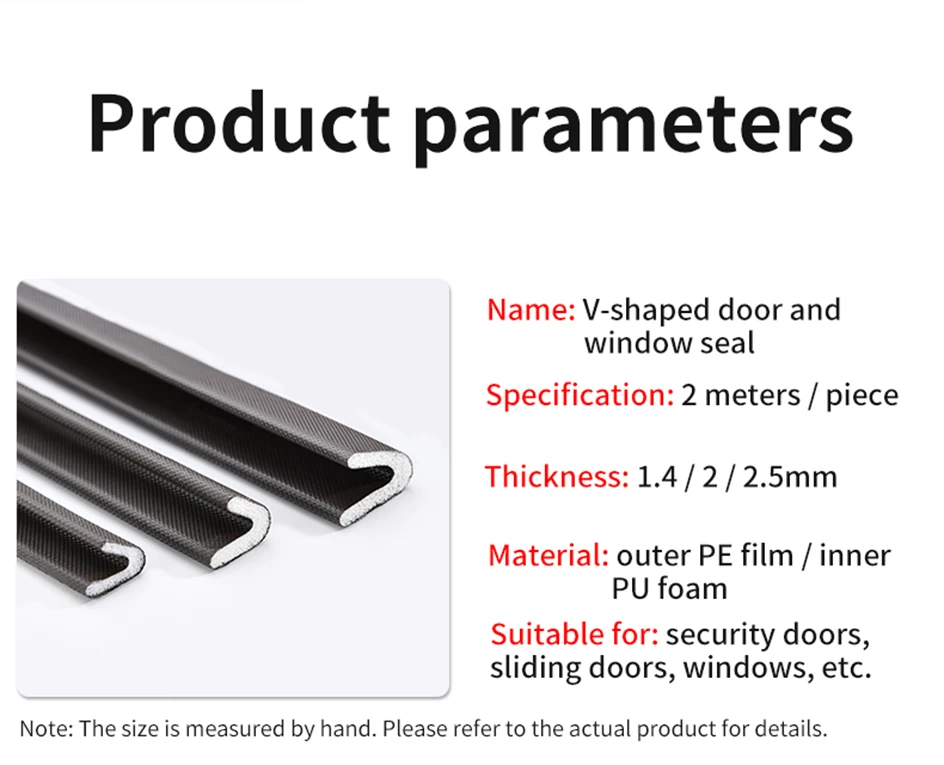 V Shape Weather Stripping Foam Strip Tape Seal Insulation Soundproofing Anti-Collision for Doors and Window Frame Gasket Draft