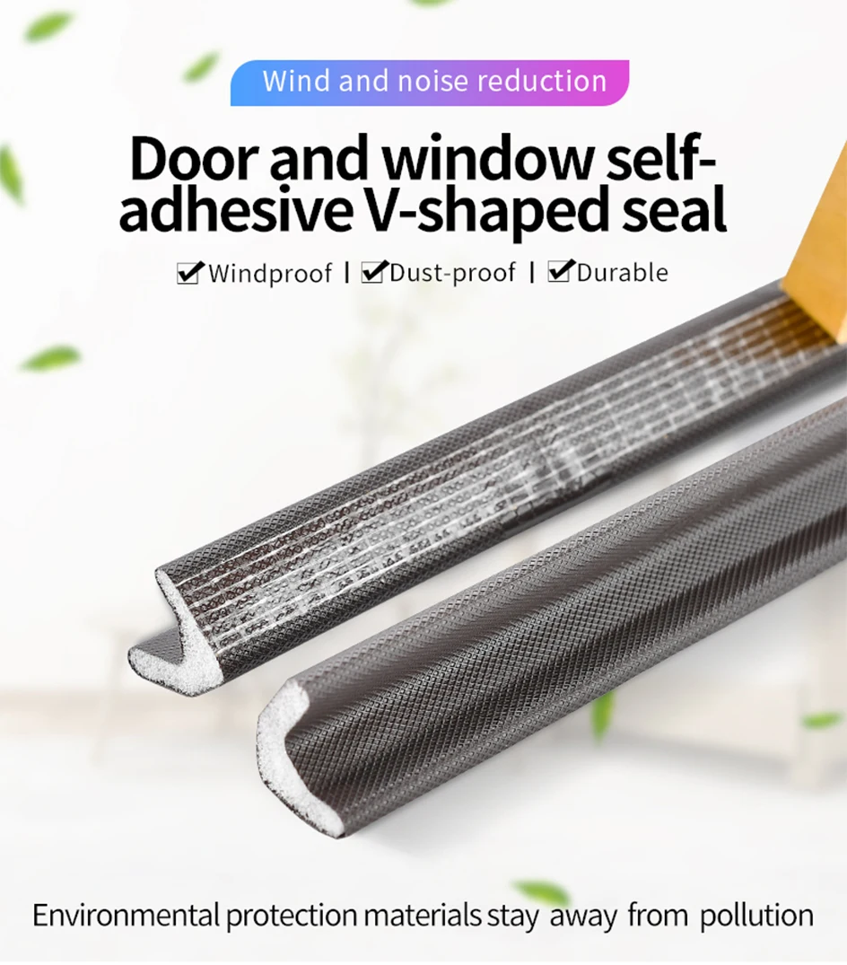 V Shape Weather Stripping Foam Strip Tape Seal Insulation Soundproofing Anti-Collision for Doors and Window Frame Gasket Draft