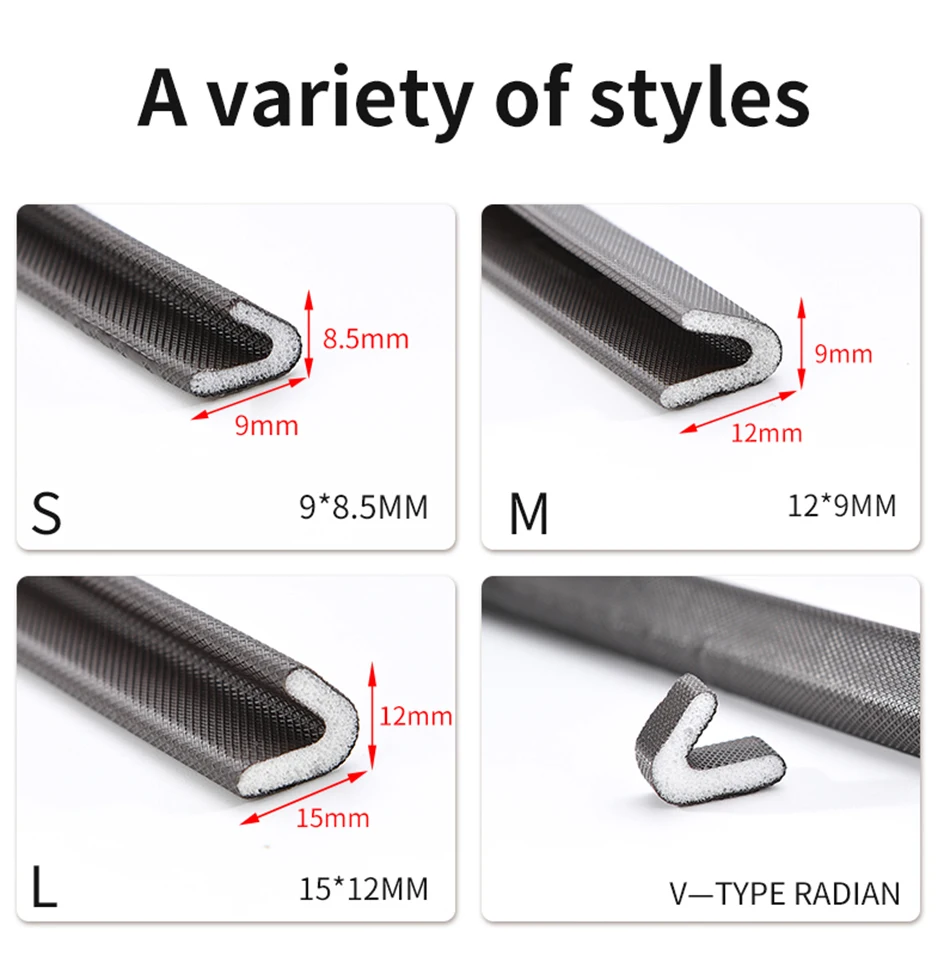 V Shape Weather Stripping Foam Strip Tape Seal Insulation Soundproofing Anti-Collision for Doors and Window Frame Gasket Draft
