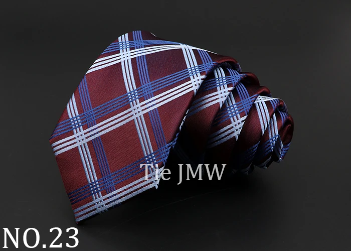 Casual 7cm Plaid Ties For Men Skinny Red Blue Tie Fashion Polyester Strip Necktie Business Slim Shirt Accessories Gift Cravate
