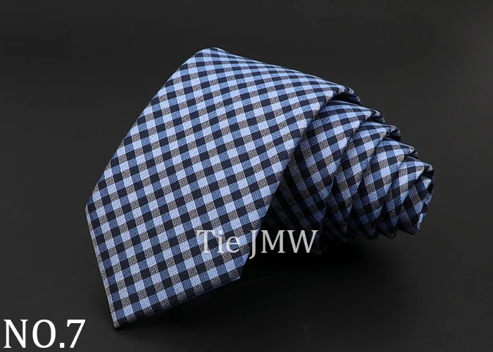 Casual 7cm Plaid Ties For Men Skinny Red Blue Tie Fashion Polyester Strip Necktie Business Slim Shirt Accessories Gift Cravate