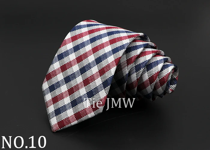 Casual 7cm Plaid Ties For Men Skinny Red Blue Tie Fashion Polyester Strip Necktie Business Slim Shirt Accessories Gift Cravate