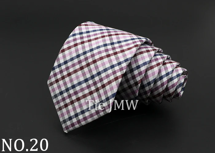 Casual 7cm Plaid Ties For Men Skinny Red Blue Tie Fashion Polyester Strip Necktie Business Slim Shirt Accessories Gift Cravate