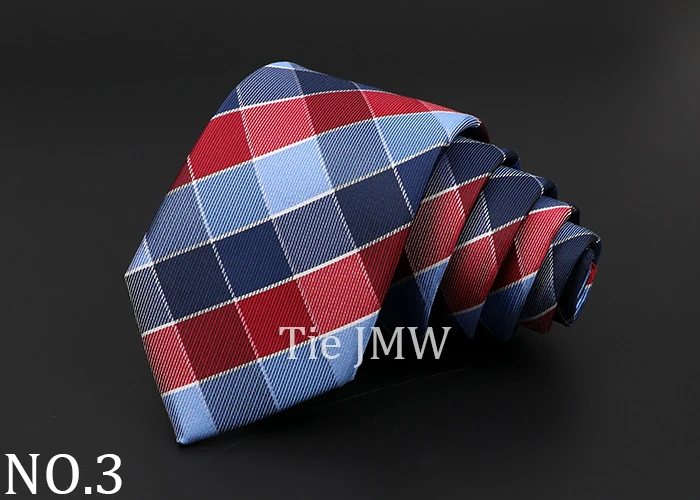 Casual 7cm Plaid Ties For Men Skinny Red Blue Tie Fashion Polyester Strip Necktie Business Slim Shirt Accessories Gift Cravate