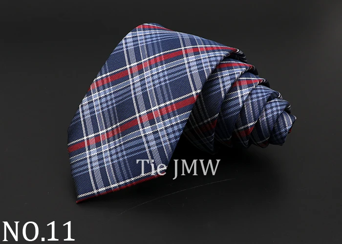 Casual 7cm Plaid Ties For Men Skinny Red Blue Tie Fashion Polyester Strip Necktie Business Slim Shirt Accessories Gift Cravate